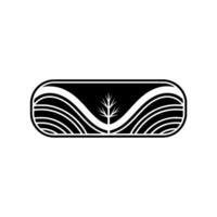 Serene Landscape Emblem - Minimalist Wave Tree vector