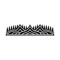 Stylized Mountain Range Silhouette, Forest Canopy vector