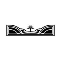 Minimalist Landscape Emblem, Tranquil Silhouette vector