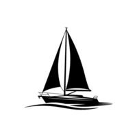Silhouette Sailboat, Tranquil Waters, Minimalist vector