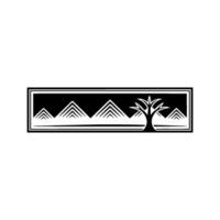 Geometric Landscape Emblem, Minimalist Tree Silhouette vector