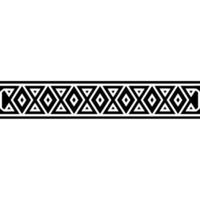 Geometric Tribal Border, Black and White Pattern - Monochrome vector
