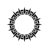 Tribal Sunburst - Geometric Black Ornament, Minimalist vector