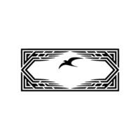 Art Deco Swallow Emblem, Elegant Flight Motif vector