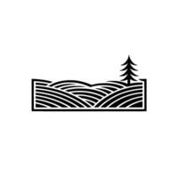 Minimalist Landscape Emblem Rolling Hills Evergreen vector