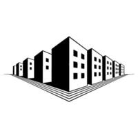 Geometric Cityscape, Linear Perspective, Minimalist vector