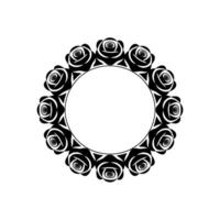 Elegant Black Rose Circular Frame, Minimalist vector