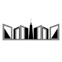 Geometric Cityscape Silhouette, Minimalist, Illustration vector