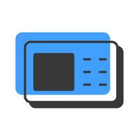 Intercom panel offset shadow line icon. Entry security electronic equipment. Device protecting door of facility. Bold outline symbol with solid blue fill. Modern flat illustration. Editable stroke vector
