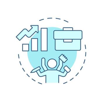 Employee productivity soft blue concept icon. Task management, multitask. Efficiency increase. Round shape line illustration. Abstract idea. Graphic design. Easy to use in article, blog post vector