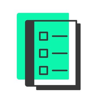 To do list offset shadow line icon. Checklist with daily tasks. Controlling routine workflow. Activity planning. Bold outline symbol with solid green fill. Modern flat illustration. Editable stroke vector