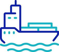 Barge pixel perfect two color line icon. Water transport in shallow water. Cargo ship. Maritime industry bicolor outline symbol. Duotone linear pictogram. Isolated illustration. Editable stroke vector