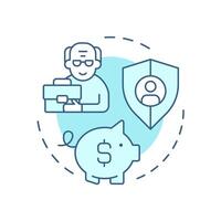 Retirement benefits soft blue concept icon. Financial planning, investment. Pension, savings. Round shape line illustration. Abstract idea. Graphic design. Easy to use in article, blog post vector