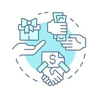 Pay soft blue concept icon. Employee payment, salary. Compensation gifts. Financial management. Round shape line illustration. Abstract idea. Graphic design. Easy to use in article, blog post vector