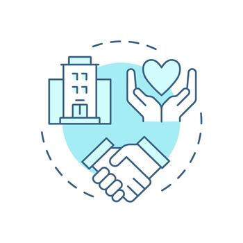 organizativo compromiso suave azul concepto icono. camaradería, colaboración. trabajo en equipo organización. redondo forma línea ilustración. resumen idea. gráfico diseño. fácil a utilizar en artículo, Blog enviar vector