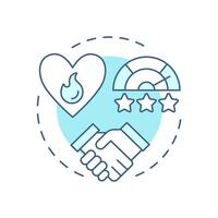 Employee engagement soft blue concept icon. Efficiency meter, productivity. Teamwork, partnership. Round shape line illustration. Abstract idea. Graphic design. Easy to use in article, blog post vector