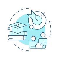 Purpose soft blue concept icon. Professional knowledge, education. Teamwork, communication. Round shape line illustration. Abstract idea. Graphic design. Easy to use in article, blog post vector
