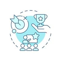 Employee motivation soft blue concept icon. Target goal. Achievement, milestone. Meeting, teamwork. Round shape line illustration. Abstract idea. Graphic design. Easy to use in article, blog post vector