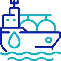 Tanker ship pixel perfect two color line icon. Fuel carrier vessel transporting cargo by sea. Marine transport bicolor outline symbol. Duotone linear pictogram. Isolated illustration. Editable stroke vector