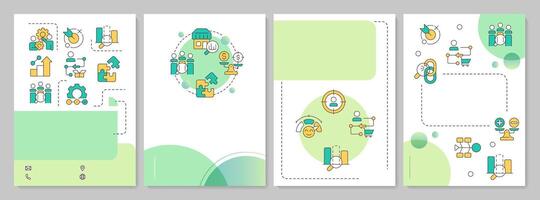 Gap analysis green circle brochure layout. Organization performance improvement. Leaflet advertising design with color line icons. Editable 4 pages vector