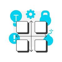 SWOT analysis flat outline concept icon. Strengths, weaknesses, opportunities and threats. Gap evaluation tool. Modern line illustration with blue glyphs. Conceptual visual. Easy to edit vector