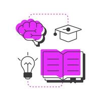 Knowledge modern linear concept icon. Information, tools and training. ADKAR model. Business development strategy. Flat outline elements connected with dotted lines. Creative visual. Easy to edit vector