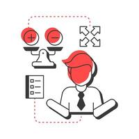 Bargaining modern linear concept icon. Try to regain control. Five stages of grief. Organizational change management. Flat outline elements connected with dotted lines. Creative visual. Easy to edit vector