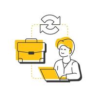 Adaptive changes modern linear concept icon. Small, incremental adjustments. Type of organizational transformation. Flat outline elements connected with dotted lines. Creative visual. Easy to edit vector