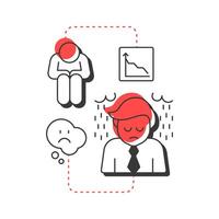 Depression modern linear concept icon. Feeling overwhelmed. Five stages of grief. Organizational change management. Flat outline elements connected with dotted lines. Creative visual. Easy to edit vector