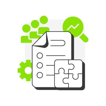 Structure flat outline concept icon. Roles and responsibilities in business team. Nadler Tushman congruence framework. Modern line illustration with green glyphs. Conceptual visual. Easy to edit vector