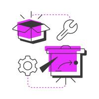 Ability modern linear concept icon. Turning knowledge into action. ADKAR model. Corporate solutions integration. Flat outline elements connected with dotted lines. Creative visual. Easy to edit vector