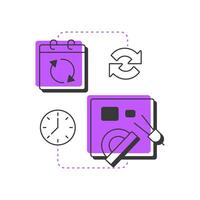 Plan for change modern linear concept icon. Business development strategy. Stage of organizational transformation. Flat outline elements connected with dotted lines. Creative visual. Easy to edit vector
