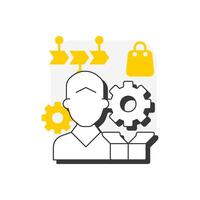 Service blueprint flat outline concept icon. Diagram of customer and organization delivery. Gap analysis tool. Modern line illustration with yellow glyphs. Conceptual visual. Easy to edit vector