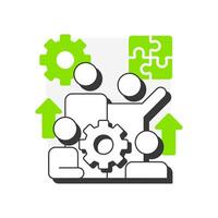 People flat outline concept icon. Individuals interaction within organization. Nadler Tushman congruence framework. Modern line illustration with green glyphs. Conceptual visual. Easy to edit vector