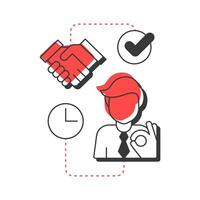 Acceptance modern linear concept icon. Adaptation to processes. Five stages of grief. Organizational change management. Flat outline elements connected with dotted lines. Creative visual. Easy to edit vector