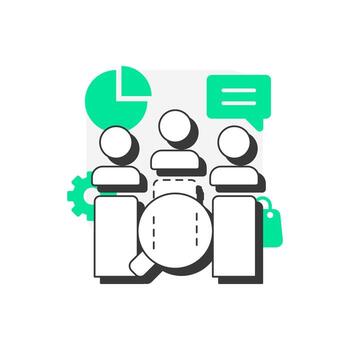 Needs gap analysis flat outline concept icon. What customers and users truly demand. Public sector services work. Modern line illustration with green glyphs. Conceptual visual. Easy to edit vector