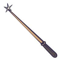 magic wand for wish fulfillment. Mystical witch's staff for witchcraft. Halloween decor element in flat style. vector