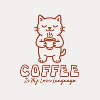 Coffee is my love language. Coffee cat t shirt design vector