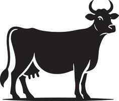A black cow standing in front of a white background vector