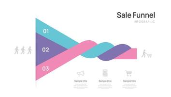 Sales funnel Infographic diagram template for business. Modern Timeline 3 steps, presentation. vector