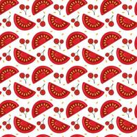 Vegetable tomato slice design. Kitchen seamless pattern with fresh food background vector