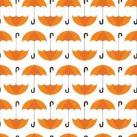 Autumn umbrella seamless pattern. Rainy orange umbrella weather design vector