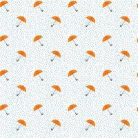 Seamless umbrella pattern. Orange umblrella on rain drops background vector