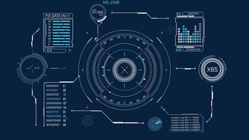 exibição com animado hud e infográfico elementos para dados tratamento video