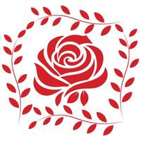 A full, single red rose on a white background vector