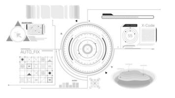 Animated display with HUD elements and infographics for information handling video