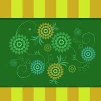 Seamless flower green retro background pattern vector