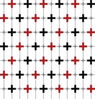Pattern with red and black crosses and line vector