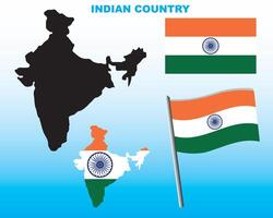India map silhouette with national flag vector