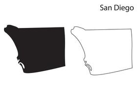 San Diego map silhouette, outline of USA city vector